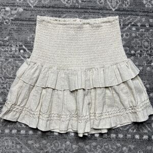 Revolve Spell & The Gypsy Lola Ruched Mini Skirt Small Tiered Neutral Shimmer